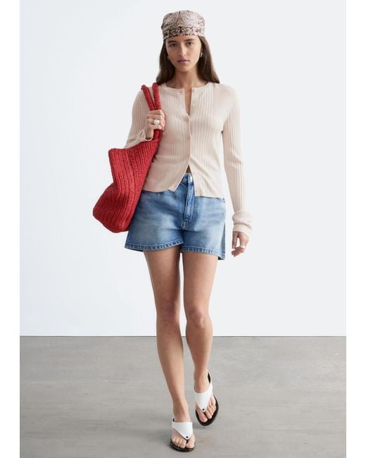 & Other Stories White Rib-Knit Cardigan