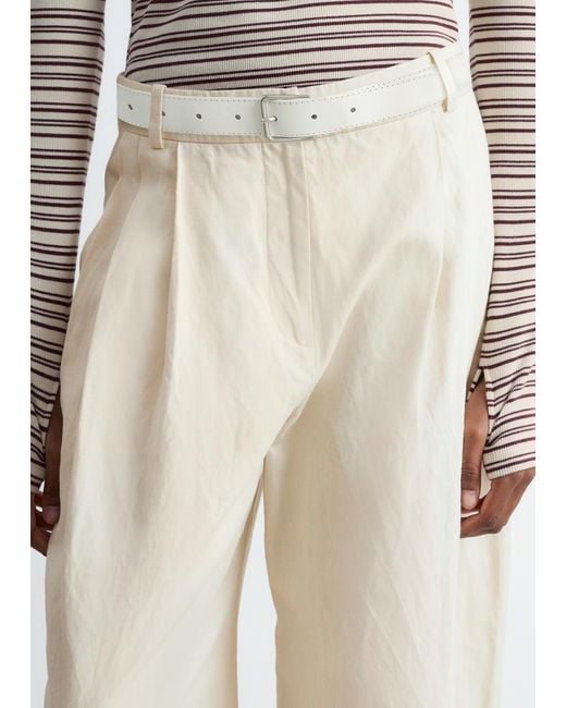 & Other Stories White Wide-Leg Trousers