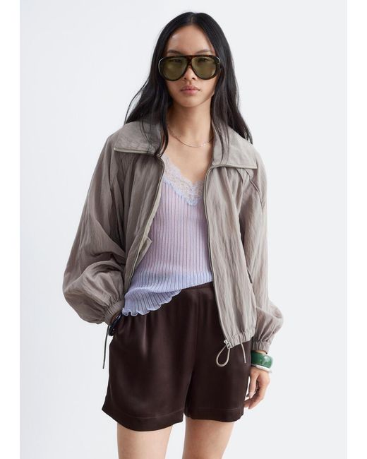 & Other Stories Brown Satin Pull-On Shorts