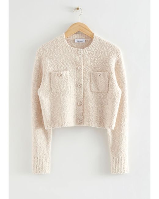 & Other Stories Cropped Bouclé Cardigan in White | Lyst