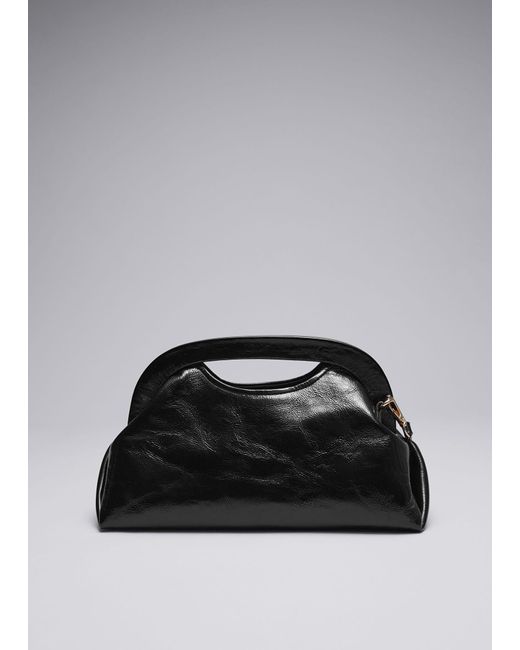 & Other Stories Black Leather Clutch Bag