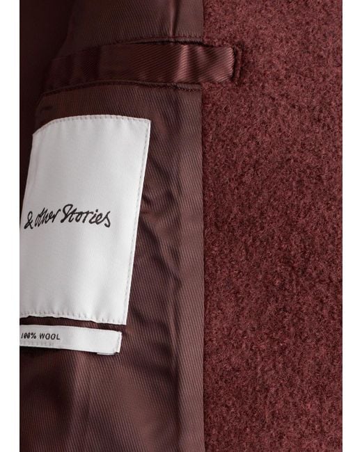 & Other Stories Red Asymmetric Wool Jacket