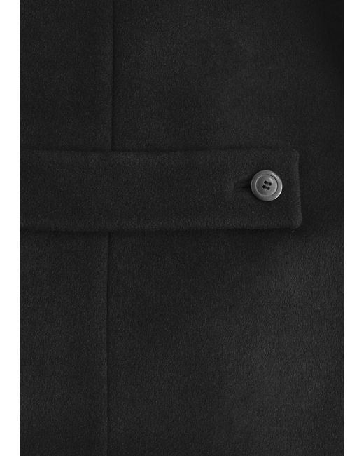 & Other Stories Blue Short Fur-Collar Wool Coat