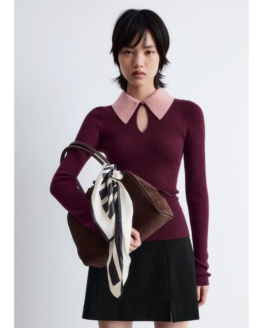 & Other Stories Purple Keyhole Collar Top