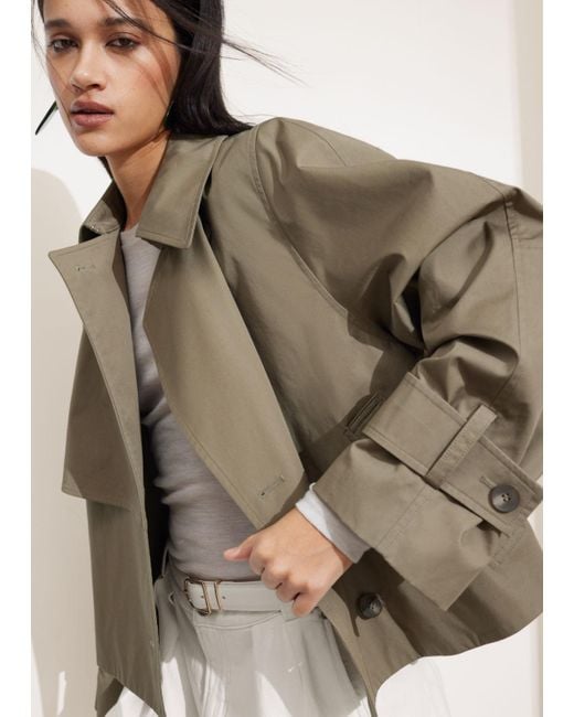 & Other Stories Green Short Trench Coat Jacket