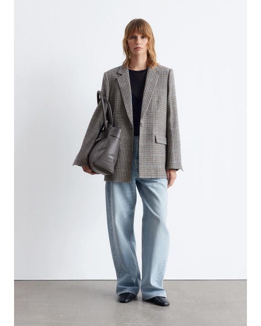 & Other Stories Gray Tailored Wool-Blend Blazer