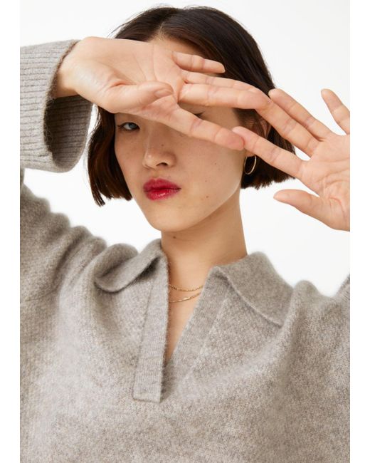 & Other Stories Collared Boxy Knit Jumper in Beige (Natural) Lyst
