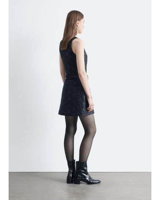 & Other Stories Blue Brocade Mini Dress