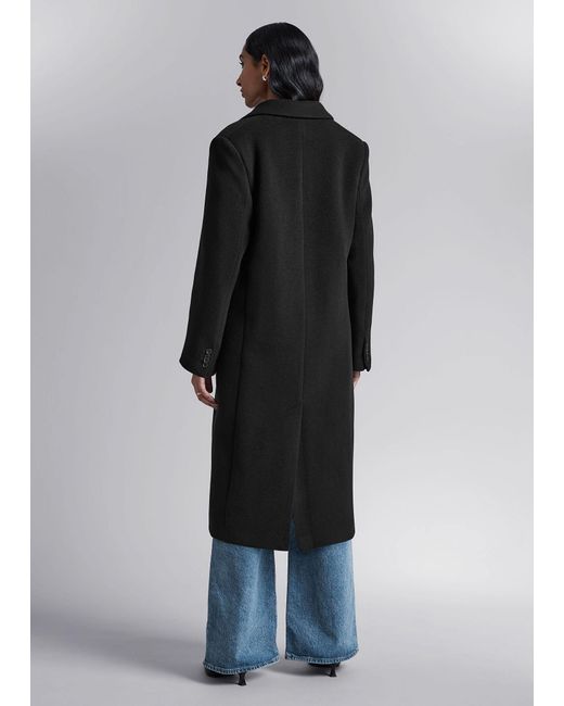 & Other Stories Black Single-breasted Wool Coat