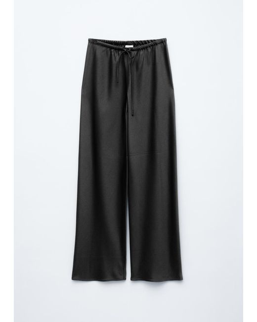 & Other Stories Black Drawstring Satin Trousers