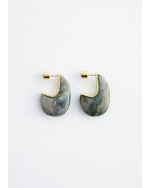& Other Stories Black Agate Half-Hoop Earrings