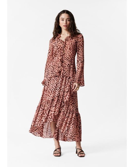 & Other Stories Red Wrap Midi Skirt