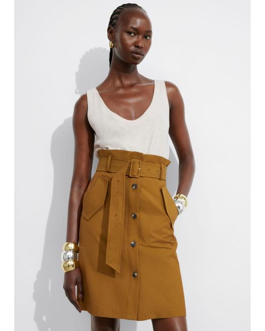 Button Up Belted ineddible Paperbag Midi