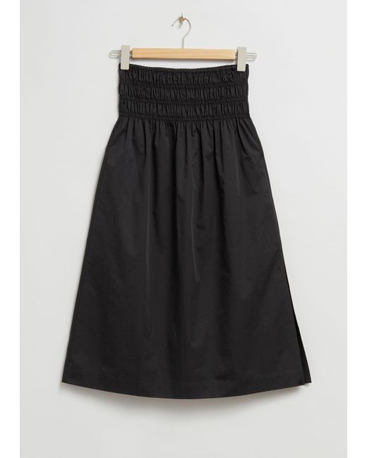 & Other Stories Black Elasticated High-waist Midi Skirt