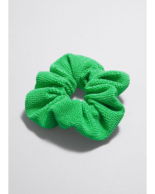 & Other Stories Green Crinkle Scrunchie