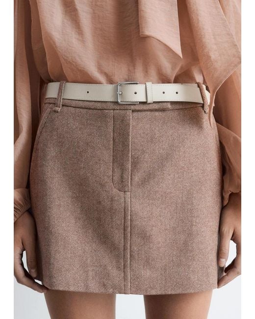 & Other Stories Brown Wool Mini Skirt