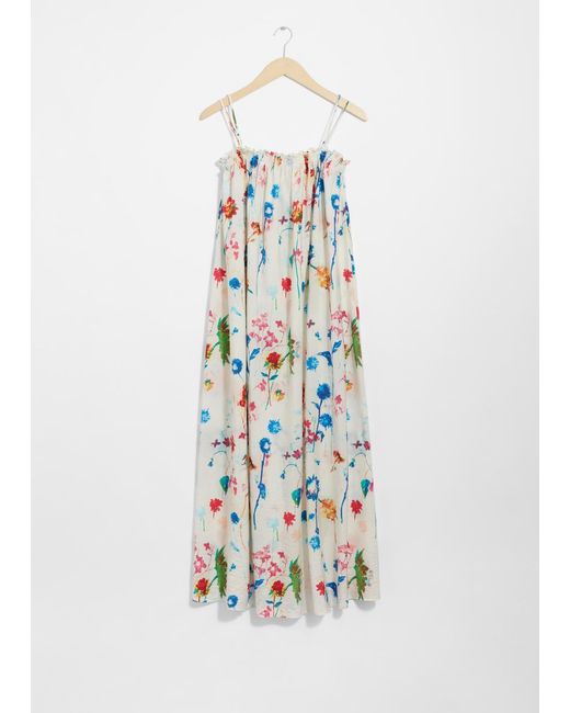& Other Stories White Floaty Strappy Midi Dress