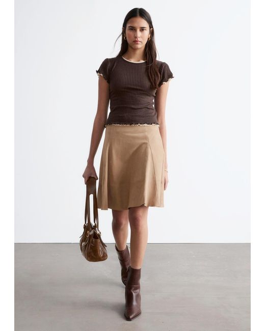 & Other Stories Brown Ribbed Wool T-Shirt