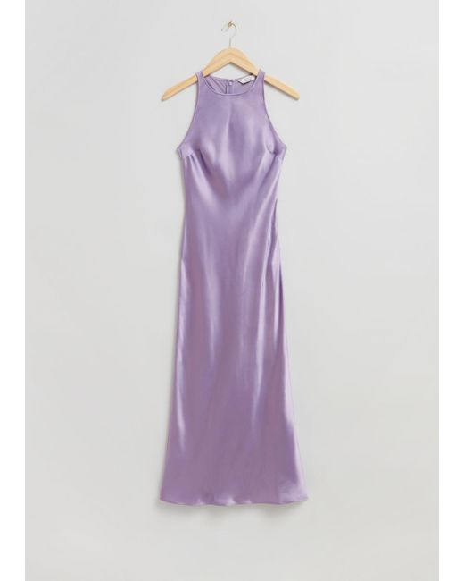 & Other Stories Purple Slim Satin Midi Dress