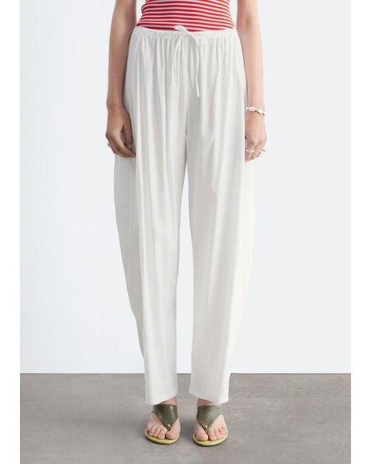 & Other Stories White Wide-Leg Trousers