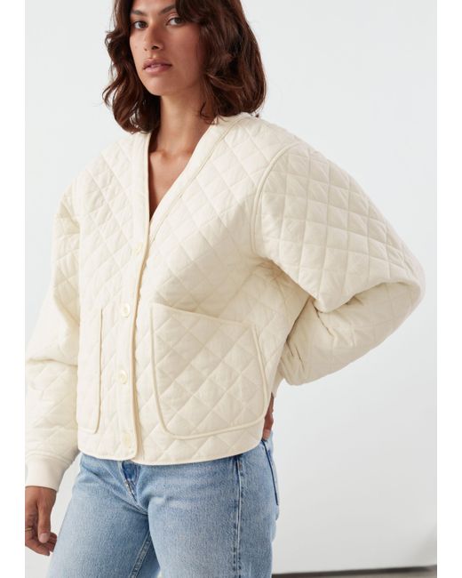 & Other Stories White Boxy Quilted Jacket