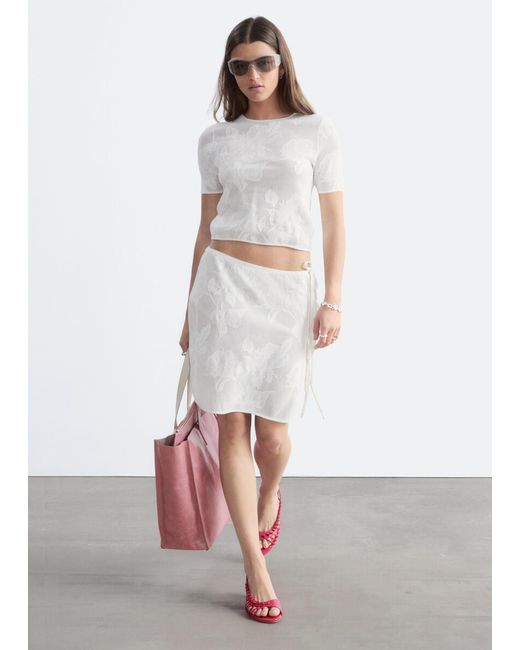 & Other Stories White Cotton Pointelle Jacquard Top