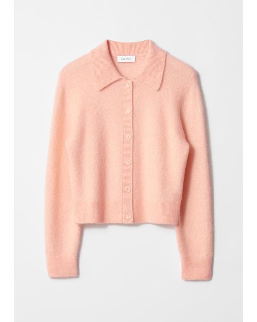 & Other Stories Pink Collared Knit Cardigan