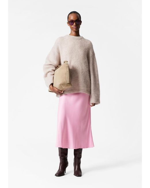 Jupe Midi En Satin & Other Stories en coloris Pink