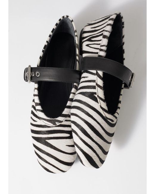 & Other Stories Black Zebra-Print Ballet Flats