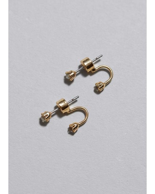 & Other Stories Metallic Double Gemstone Earrings