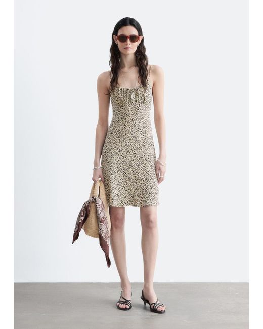 & Other Stories White Drawstring Mini Dress