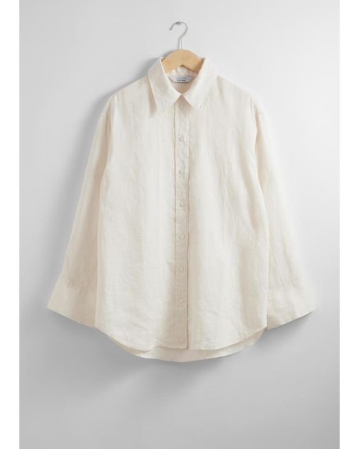 & Other Stories White Oversized-Leinenhemd