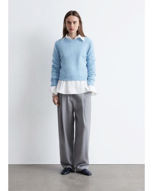 & Other Stories Blue Knitted Wool Jumper