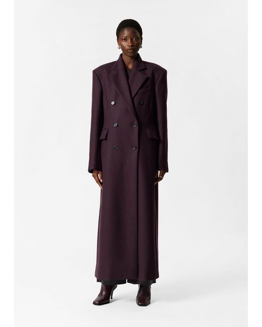 & Other Stories Purple Long Wool Coat