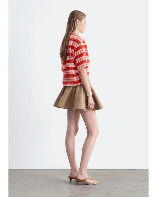 & Other Stories Red Pleated Mini Skirt