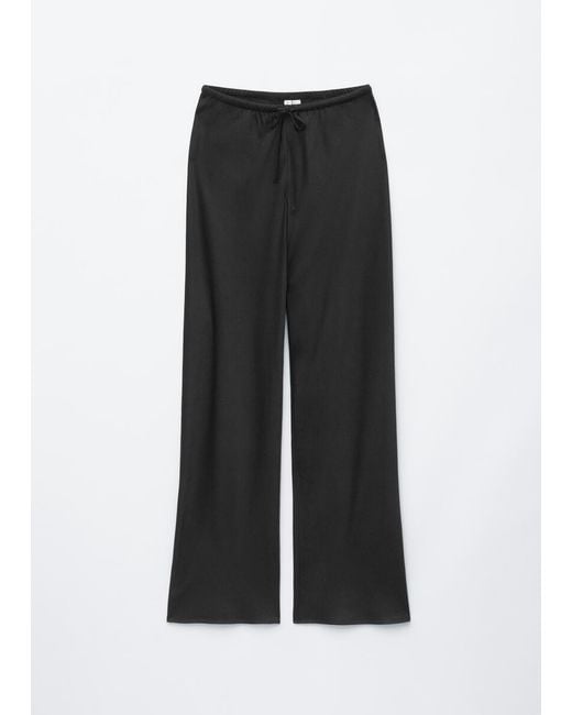 & Other Stories Black Satin Pull-On Trousers