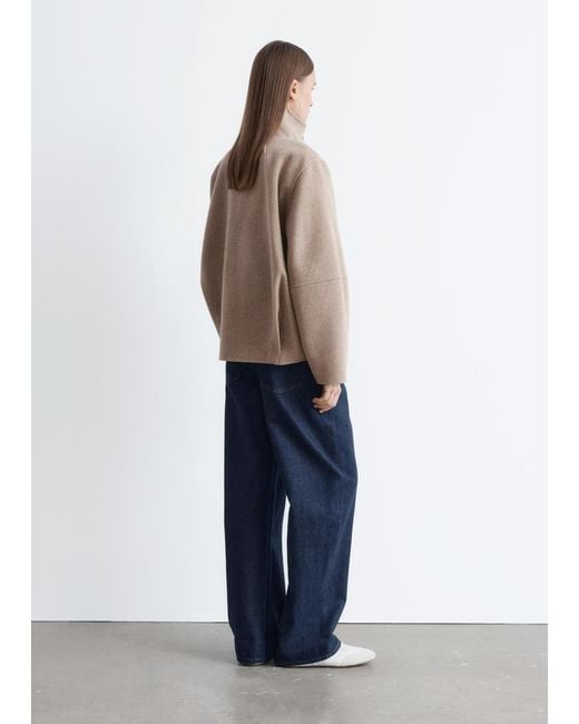 & Other Stories Natural Zip-Up Wool Jacket