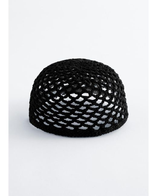 & Other Stories Black Openwork Crochet Skullcap