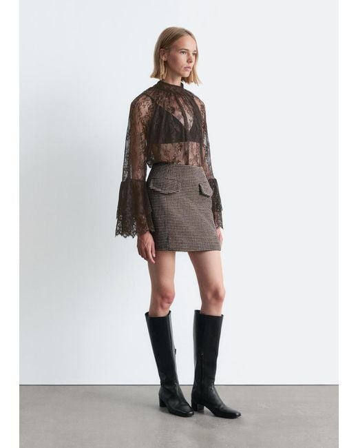 & Other Stories Black Flap-Pocket Mini Skirt