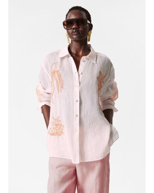 Chemise En Ramie Brodée & Other Stories en coloris Pink