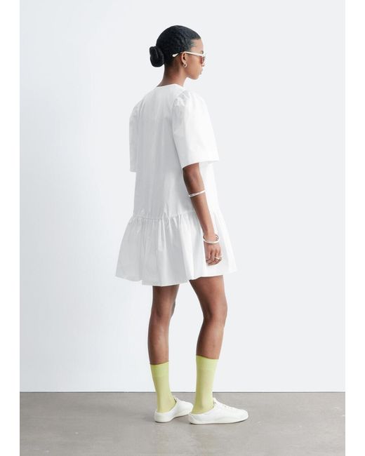 & Other Stories White Peplum Mini Dress
