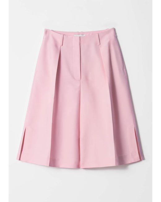 & Other Stories Pink Pleated Bermuda Shorts