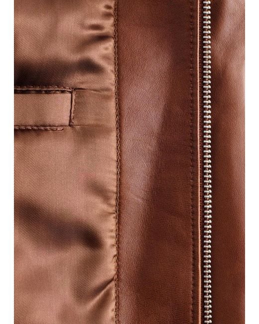 & Other Stories White Leather Bomber Jacket