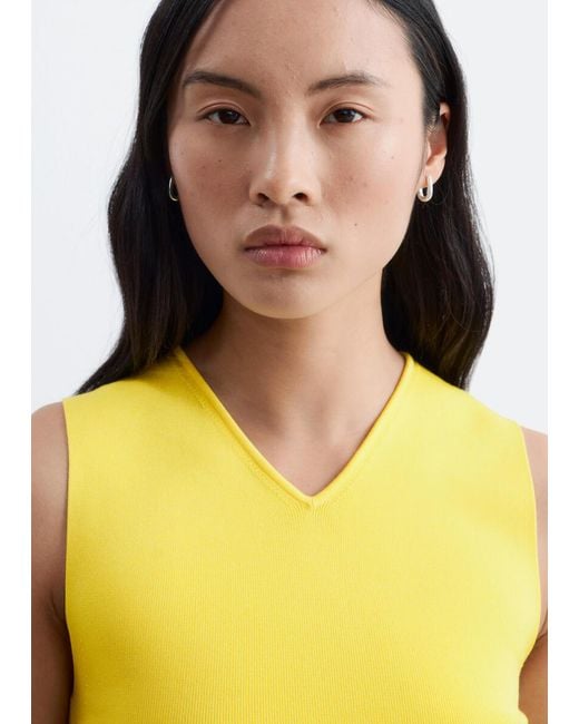 & Other Stories Yellow Sleeveless V-Neck Knitted Top