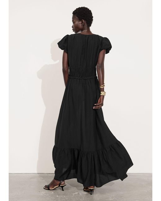 & Other Stories Black Tiered Maxi Dress