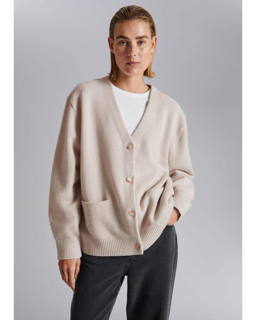 & Other Stories Natural Oversized Wool Cardigan
