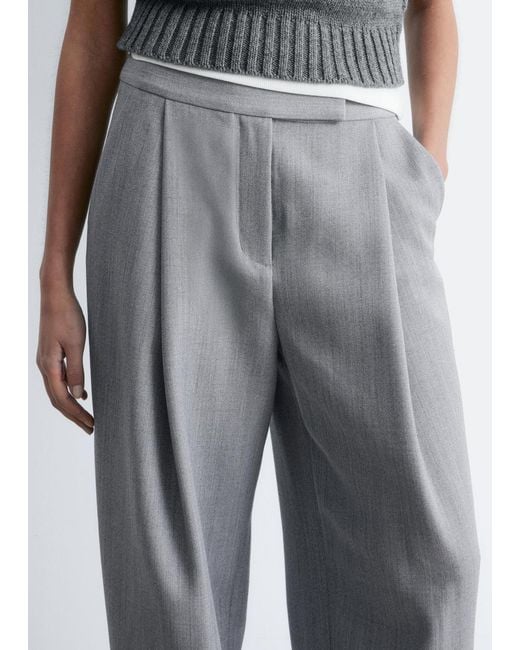& Other Stories White Wool-Blend Tailored Trousers