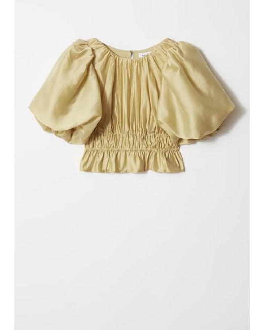 & Other Stories Multicolor Ruched Balloon-Sleeve Blouse