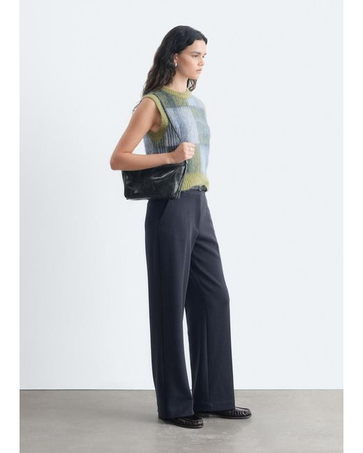 & Other Stories Blue Tailored Press Crease Trousers