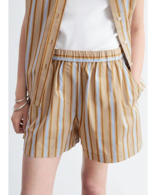 & Other Stories White High-Waist Cotton Shorts